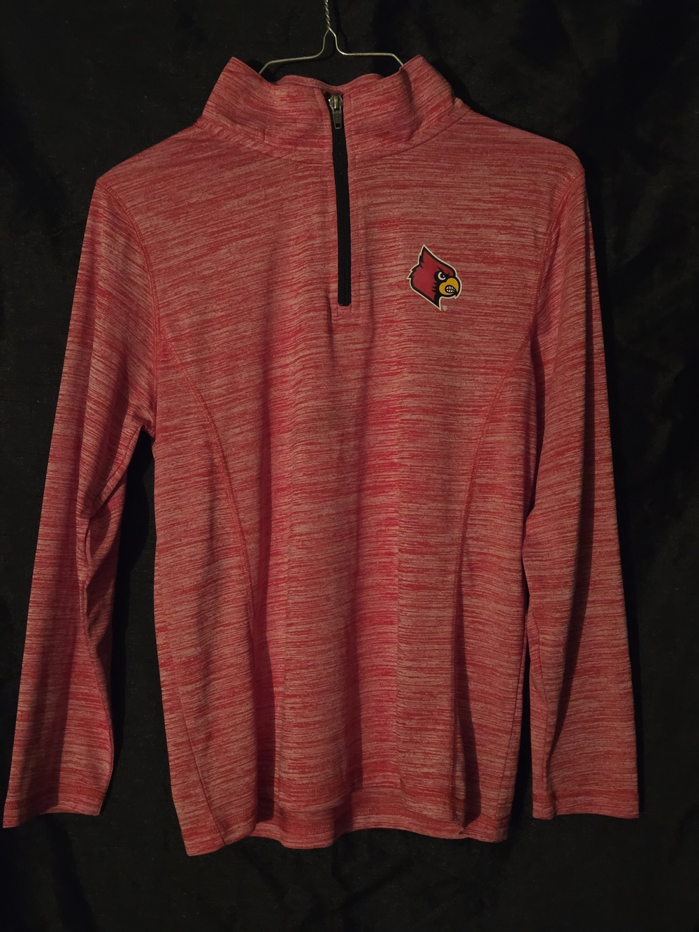Russell Athletic Heather Red Quarter-Zip Pullover with Cardinal Patch